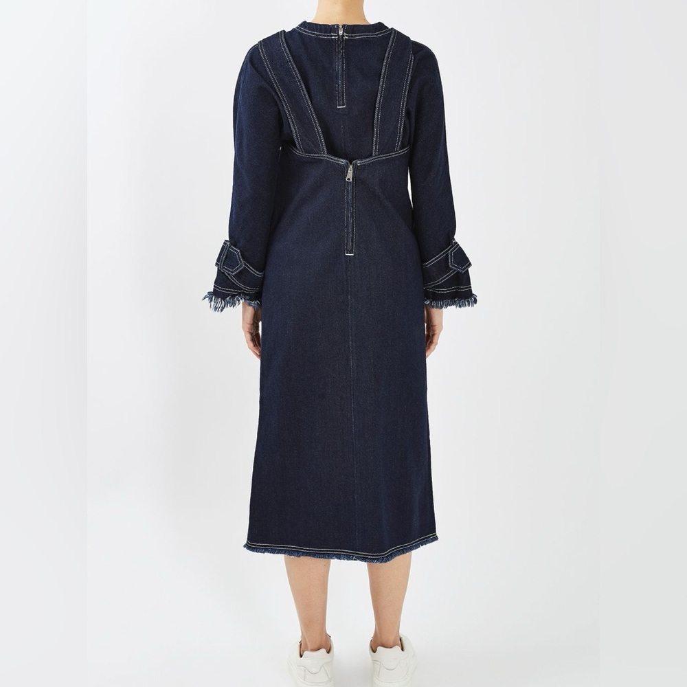Topshop Buckle Pinafore Denim Dress Size 4 - Picture 9 of 9